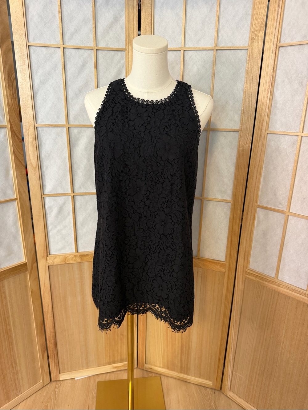 CAbi Black Lace Halter Camisole Top